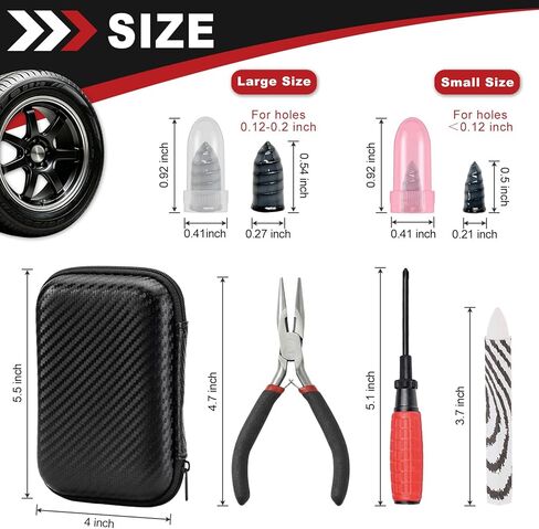 73 Pcs Tire Plug Kit, Screw in Tire Repair Rubber Nail Kit with Pliers, Screwdriver, Crayon, Quick Self-Service Emergency Repair Patch Tool for Automotive Car, Truck, Motorcycle Tubeless Tire Puncture in Kuwait