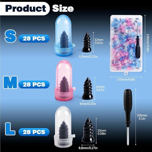 84Pcs 3 Sizes Tire Repair Rubber Nails Kit, Vacuum Tire Repair Rubber Nails Kit with a Screwdriver, Tire Repair Screws, Self-Service Tire Plugs Screw Type, Tire Repair First Kit for Car, Motorcycle in Saudi Arabia