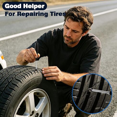 84Pcs 3 Sizes Tire Repair Rubber Nails Kit, Vacuum Tire Repair Rubber Nails Kit with a Screwdriver, Tire Repair Screws, Self-Service Tire Plugs Screw Type, Tire Repair First Kit for Car, Motorcycle in Saudi Arabia