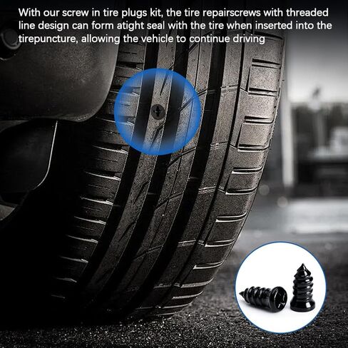 84Pcs 3 Sizes Tire Repair Rubber Nails Kit, Vacuum Tire Repair Rubber Nails Kit with a Screwdriver, Tire Repair Screws, Self-Service Tire Plugs Screw Type, Tire Repair First Kit for Car, Motorcycle in Saudi Arabia