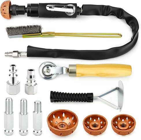 MEANLIN MEASURE Air Tire Repair Polish Patch Tools Include 2500rpm Low Speed Air Tire Buffer Tire Inner Liner Scrapper Patch Roller Tungsten Steel Buffing Wheel 42mm 55mm for Tire & Rubber Maintenance in Kuwait