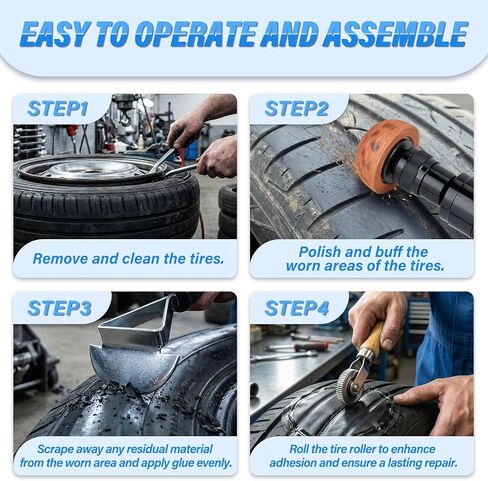 MEANLIN MEASURE Air Tire Repair Polish Patch Tools Include 2500rpm Low Speed Air Tire Buffer Tire Inner Liner Scrapper Patch Roller Tungsten Steel Buffing Wheel 42mm 55mm for Tire & Rubber Maintenance in Kuwait
