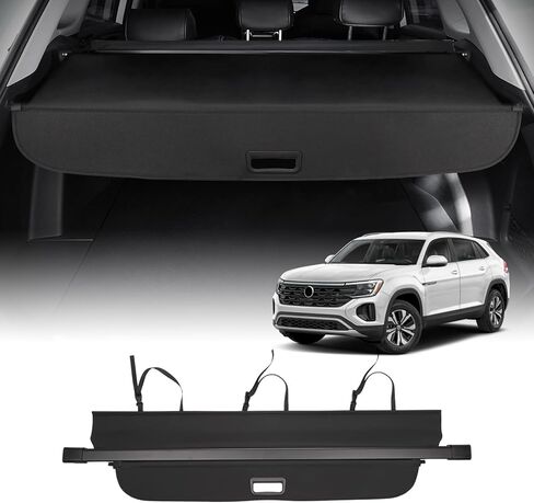 Powerty Only Fit for Cargo Cover VW Volkswagen Atlas 2018-2023 2024 Retractable Trunk Shielding Shade Cargo Luggage Cover (Updated Version:no Gap)(NOT fit for Atlas Cross Sport) in Saudi Arabia