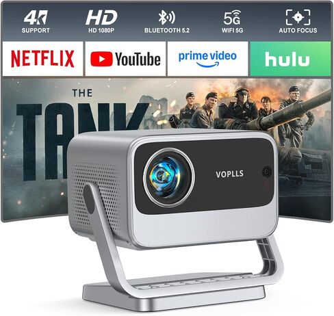 [Now with Netflix & 3000 ANSI] 4K Projector with WiFi and Bluetooth, Auto Focus Keystone & Dolby Audio, Smart Outdoor Projector with Adjustable Stand for Home Bedroom (grey） in Saudi Arabia
