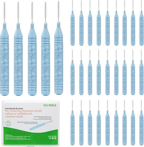 GLI-Smile Slim Interdental Brushes, Orthodontic Brushes for Braces, Oral Dental Hygiene Flosser Cleaning Tool for Deep Cleaner 0.7-0.8mm Medium/Large Gaps 32PCS in Saudi Arabia