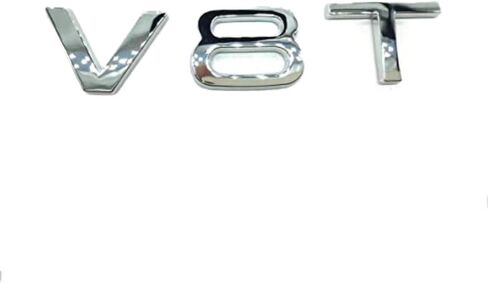 V8T Emblem for AUD Car Styling Fender Side Badge Discharge Logo Sticker (Silver) in Saudi Arabia