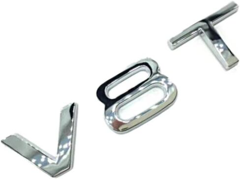 V8T Emblem for AUD Car Styling Fender Side Badge Discharge Logo Sticker (Silver) in Saudi Arabia