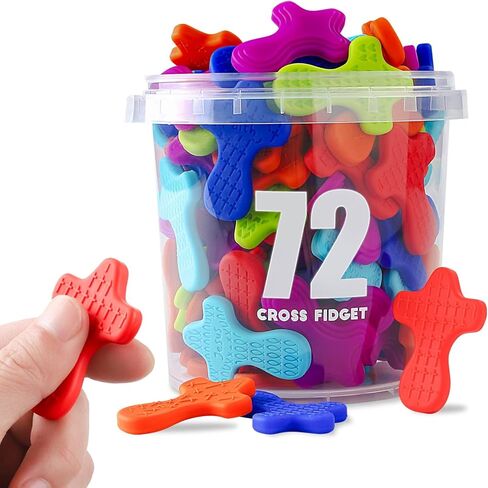 12 Pcs Cross Fidget Toy, Textured Worry Pocket Cross, Quiet Sensory Toy for Autism ADHD, Stress Relief, Christian Prayer Cross Fidget for Church Giveaways, Sunday School, Classroom Prizes. in Saudi Arabia
