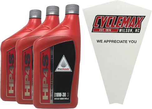 ثلاث عبوات Cyclemax متوافقة مع زيت محرك Honda HP4S 10W30 الاصطناعي بالكامل رباعي الأشواط 08C35-SYN-1030M يحتوي على ثلاثة كوارتات وقمع in Kuwait
