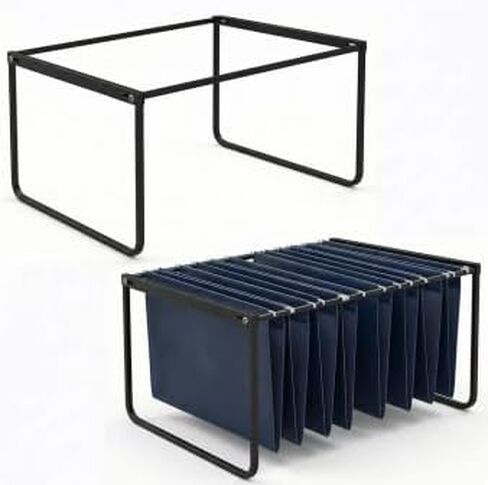 Hanging File Folder Frame Set of 2, 17 Inch Metal Desk Hanging File Folders Organizer Holder, Adjustable Hanging File Folder Rack for Desktop Organizer in Saudi Arabia