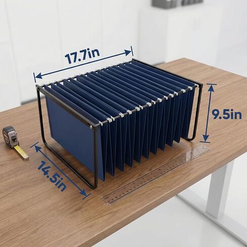 Hanging File Folder Frame Set of 2, 17 Inch Metal Desk Hanging File Folders Organizer Holder, Adjustable Hanging File Folder Rack for Desktop Organizer in Saudi Arabia