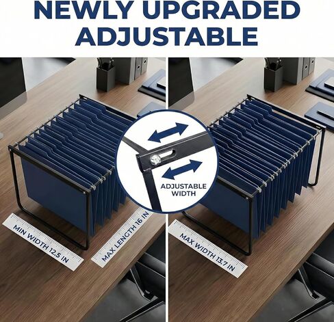 Hanging File Folder Frame Set of 2, 17 Inch Metal Desk Hanging File Folders Organizer Holder, Adjustable Hanging File Folder Rack for Desktop Organizer in Saudi Arabia