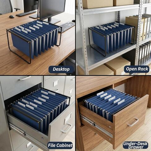 Hanging File Folder Frame Set of 2, 17 Inch Metal Desk Hanging File Folders Organizer Holder, Adjustable Hanging File Folder Rack for Desktop Organizer in Saudi Arabia