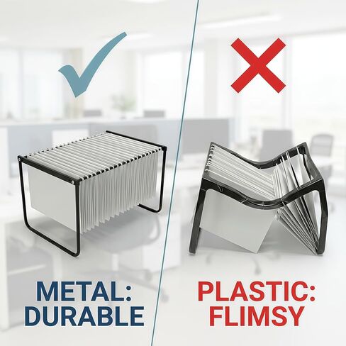 Hanging File Folder Frame Set of 2, 17 Inch Metal Desk Hanging File Folders Organizer Holder, Adjustable Hanging File Folder Rack for Desktop Organizer in Saudi Arabia
