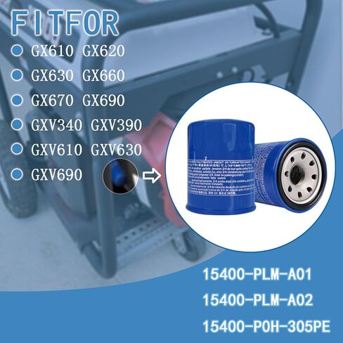 15400-PLM-A01 Engine Oil Filters 15400-PLM-A02 Compatible with Hon-Da GX610 GX630 GX660 GX670 GX690 GXV340 GXV390 GXV610 GXV630 GXV660 GXV670 GXV690 Engines Replace 15400-ZJ1-004 15400-P0H-305PE in Saudi Arabia