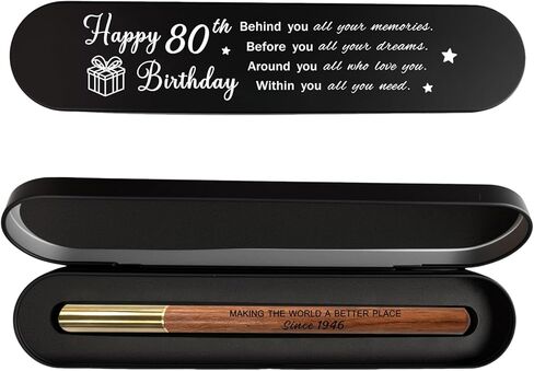 80th Birthday Gift for 1946 Born - Engraved Wooden Gel Pen, Legacy 80 Year Old Gift for Men & Women, 80th Birthday Present in Saudi Arabia