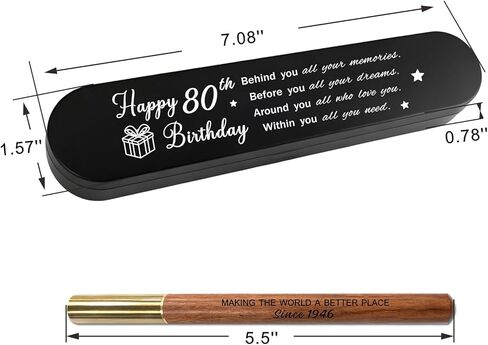 80th Birthday Gift for 1946 Born - Engraved Wooden Gel Pen, Legacy 80 Year Old Gift for Men & Women, 80th Birthday Present in Saudi Arabia