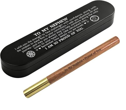 ABNTY Nephew Gifts from Aunt Uncle, Class of 2026 Graduation Gift, Custom Engraved Wooden Gel Pen with Brass Cap, Perfect Nephew Keepsake Gift in Kuwait
