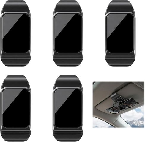 5 Visor Sunglass Holder for Car, Car Sunglass Holder for Secure Storage, ABS Material with Non-Slip Pad for Easy Installation in Saudi Arabia