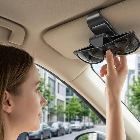 5 Visor Sunglass Holder for Car, Car Sunglass Holder for Secure Storage, ABS Material with Non-Slip Pad for Easy Installation in Saudi Arabia