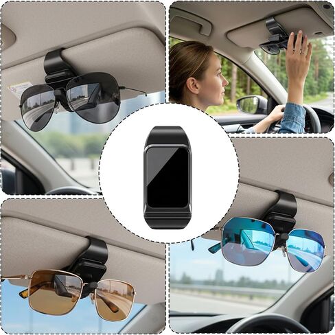 5 Visor Sunglass Holder for Car, Car Sunglass Holder for Secure Storage, ABS Material with Non-Slip Pad for Easy Installation in Saudi Arabia
