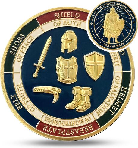 Armor of God Coin – Inspirational Christian Coin with Bible Verses – Ephesians 6:11 Faith, Truth, Salvation, Peace – Religious Gift for Spiritual Strength and Protection in Saudi Arabia
