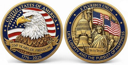 250th Anniversary Commemorative Coins - American Eagle & Statue of Liberty Commemorative Coin, Durable Metal Anniversary Coins, America 250th Merchandise for Celebration & Gifting(1776-2026) in Saudi Arabia