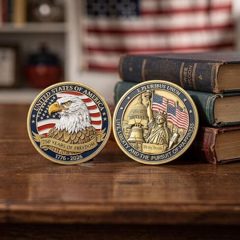 250th Anniversary Commemorative Coins - American Eagle & Statue of Liberty Commemorative Coin, Durable Metal Anniversary Coins, America 250th Merchandise for Celebration & Gifting(1776-2026) in Saudi Arabia