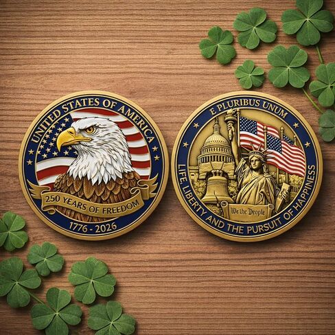 250th Anniversary Commemorative Coins - American Eagle & Statue of Liberty Commemorative Coin, Durable Metal Anniversary Coins, America 250th Merchandise for Celebration & Gifting(1776-2026) in Saudi Arabia