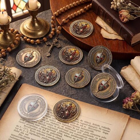 10 Pcs Knight Templar Prayer Coin Knight Templar Challenge Coin with Sword Cross Shield Design, Faithful Metal Gift for Collectors Courage Christian Religious Gift in Saudi Arabia