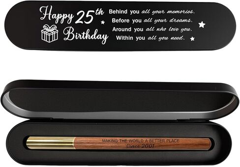 25th Birthday Gift for 2001 Born - Engraved Wooden Gel Pen, 25 Year Old Gift for Men & Women, Young Adult 25th Birthday Present in Saudi Arabia