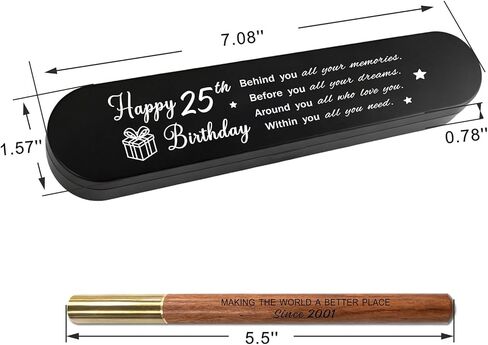 25th Birthday Gift for 2001 Born - Engraved Wooden Gel Pen, 25 Year Old Gift for Men & Women, Young Adult 25th Birthday Present in Saudi Arabia