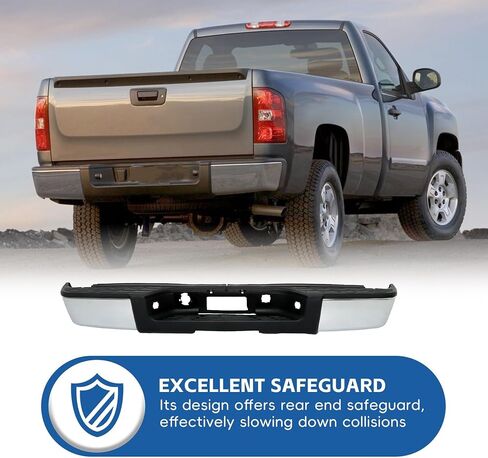Silscvtt Chrome Steel Complete Rear Bumper Assembly Replacement for 2007-2013 Silverado Sierra 1500 GM1103147 22932803 in Kuwait