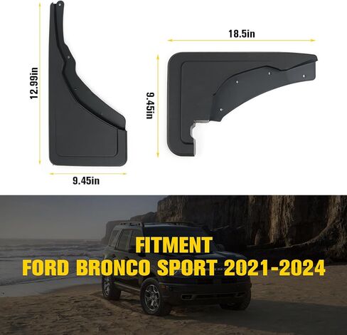 Mud Flaps Splash Guards Flares Set Compatible with 2021 2022 2023 2024 Ford Bronco Sport Accessories, Heavy Duty Mudguards with Hardware, Front and Rear Mudflaps in Saudi Arabia