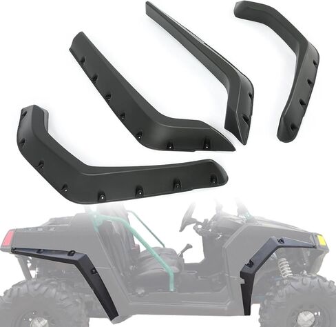 HECASA Fender Flares متوافقة مع 2008-2010 Polaris RZR 800 S/RZR 4 800 ملحقات الأقواس الأمامية الخلفية مجموعة واقيات الطين 4 قطع باللون الأسود in Kuwait