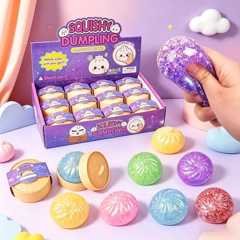 Mini Dumpling Squishy,Mini Stress Toys 12 Pack,Glitter Dumpling Squishy,2026 Upgrade Cute Stress Balls Fidget Sensory Toys,Stocking Stuffers in Saudi Arabia
