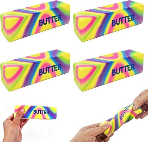 4pcs Colorful Butter Squishies, Soft Butter-Shaped Slow Rising Squishy, Stress Relief Anxiety Relaxation Squeezes, Big Butter Squeeze 4 oz with Milk Aroma, Party Favors and Classroom Prizes in Saudi Arabia