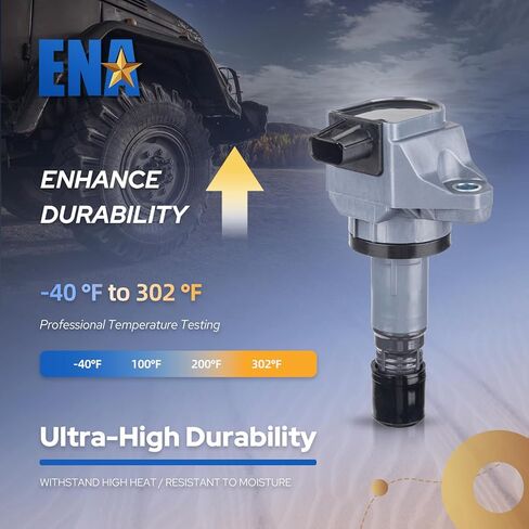 مجموعة ENA مكونة من 4 ملفات إشعال 1.8 2.0 L4 متوافقة مع Honda Acura Civic HRV ILX 2012 2013 2014 2015 2016 2017 2018 2019 2020 لفائف لـ 30520R1AA01 UF672 C900 5C1880 GN10421 6732317 in Kuwait