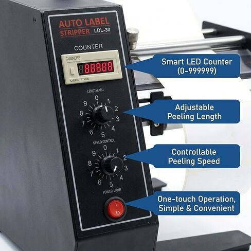 1150D Automatic Label Dispenser, 110V Electric Sticker Peeler with Intelligent Sensing & Auto Counting, 1-8m/min Adjustable Speed Labeling Machine for Multiple Rows, for Warehouse & Retail in Saudi Arabia