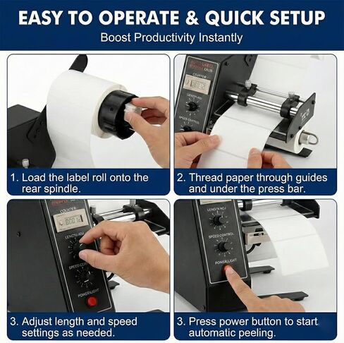 1150D Automatic Label Dispenser, 110V Electric Sticker Peeler with Intelligent Sensing & Auto Counting, 1-8m/min Adjustable Speed Labeling Machine for Multiple Rows, for Warehouse & Retail in Saudi Arabia