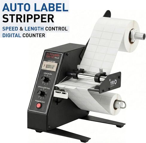 1150D Automatic Label Dispenser, 110V Electric Sticker Peeler with Intelligent Sensing & Auto Counting, 1-8m/min Adjustable Speed Labeling Machine for Multiple Rows, for Warehouse & Retail in Saudi Arabia