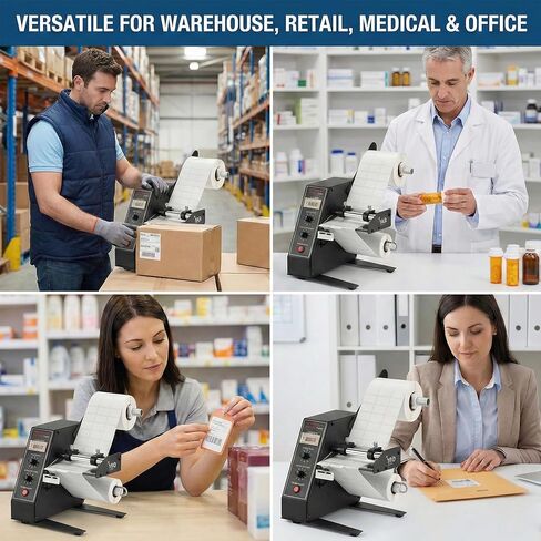 1150D Automatic Label Dispenser, 110V Electric Sticker Peeler with Intelligent Sensing & Auto Counting, 1-8m/min Adjustable Speed Labeling Machine for Multiple Rows, for Warehouse & Retail in Saudi Arabia