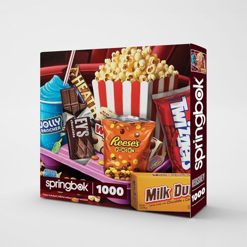 Springbok Movie Night Treats 1000 Piece Jigsaw Puzzle for Adults - Poster Now Included - Hershey's Snacks - Unique Cut Pieces - Made in USA in Kuwait
