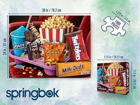 Springbok Movie Night Treats 1000 Piece Jigsaw Puzzle for Adults - Poster Now Included - Hershey's Snacks - Unique Cut Pieces - Made in USA in Kuwait