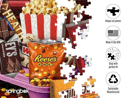 Springbok Movie Night Treats 1000 Piece Jigsaw Puzzle for Adults - Poster Now Included - Hershey's Snacks - Unique Cut Pieces - Made in USA in Kuwait