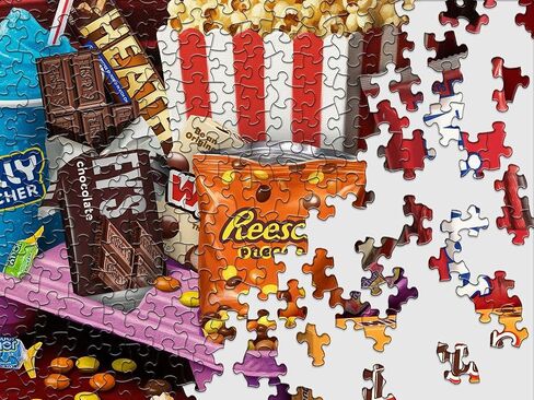 Springbok Movie Night Treats 1000 Piece Jigsaw Puzzle for Adults - Poster Now Included - Hershey's Snacks - Unique Cut Pieces - Made in USA in Kuwait