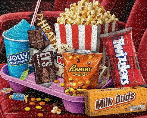 Springbok Movie Night Treats 1000 Piece Jigsaw Puzzle for Adults - Poster Now Included - Hershey's Snacks - Unique Cut Pieces - Made in USA in Kuwait