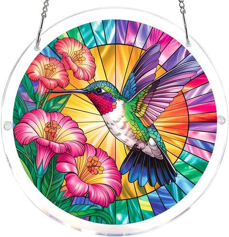 Acrylic Puzzle Suncatcher, Hummingbird Suncatcher Puzzle Stained Glass Acrylic Jigsaw Window Hanging, DIY Sun Catcher Puzzle with Unique Irregular Pieces, Home Decor Gift for Women Mom in Saudi Arabia
