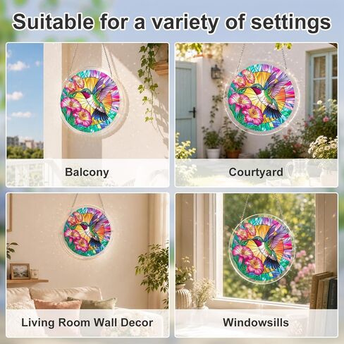 Acrylic Puzzle Suncatcher, Hummingbird Suncatcher Puzzle Stained Glass Acrylic Jigsaw Window Hanging, DIY Sun Catcher Puzzle with Unique Irregular Pieces, Home Decor Gift for Women Mom in Saudi Arabia