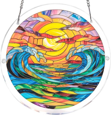 Acrylic Puzzle Suncatcher, Hummingbird Suncatcher Puzzle Stained Glass Acrylic Jigsaw Window Hanging, DIY Sun Catcher Puzzle with Unique Irregular Pieces, Home Decor Gift for Women Mom in Saudi Arabia